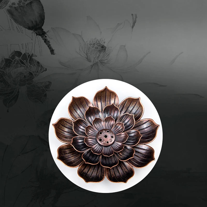 New 1PC Alloy Incense Burner Stick Holder Plate Buddhism Lotus