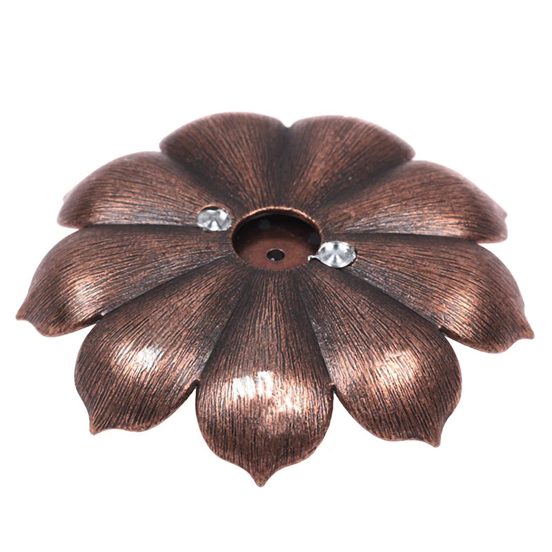 New 1PC Alloy Incense Burner Stick Holder Plate Buddhism Lotus