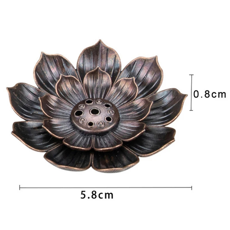 New 1PC Alloy Incense Burner Stick Holder Plate Buddhism Lotus
