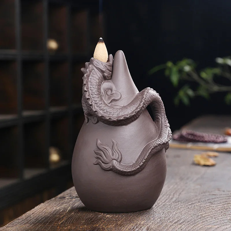 1pc, Relief Dragon Incense Burner, Waterfall Backflow Incense Holder