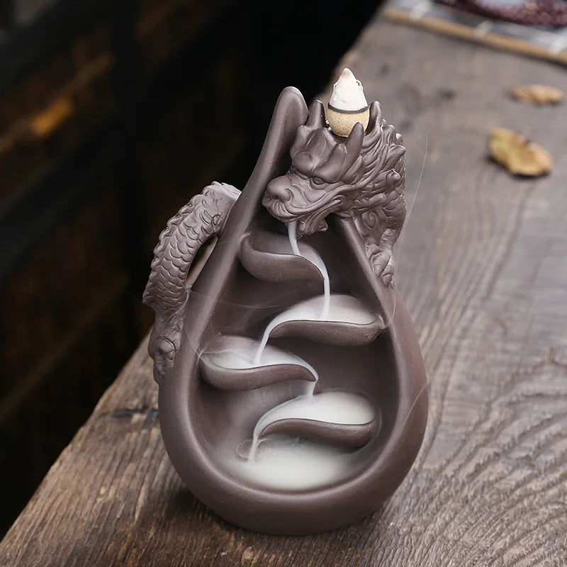 1pc, Relief Dragon Incense Burner, Waterfall Backflow Incense Holder