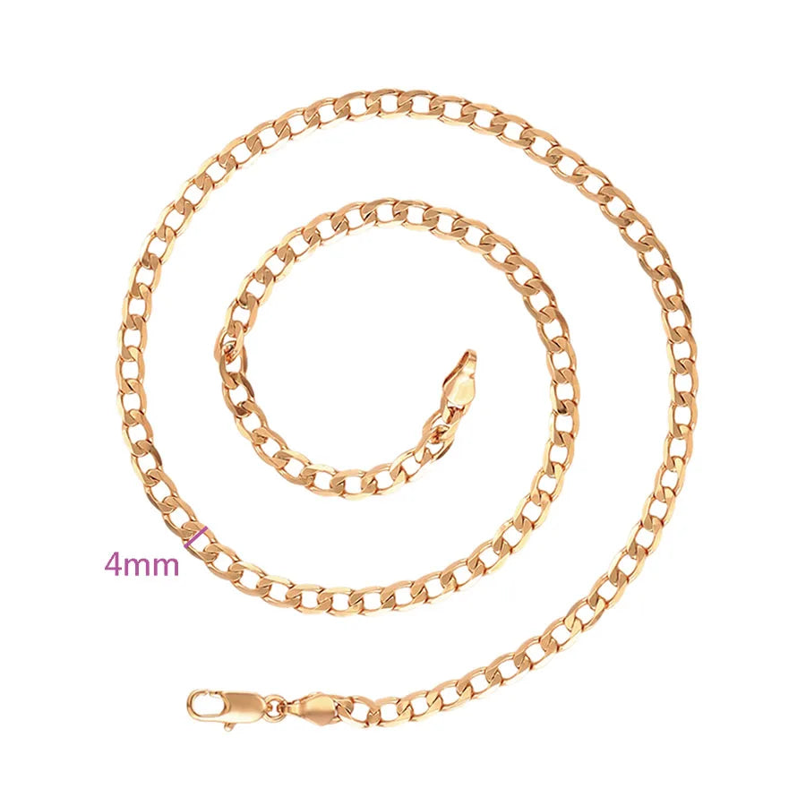 XP Jewelry ( 50 cm * 4 mm) Gold Color Figaro NK 1:1 Necklaces for Men Women