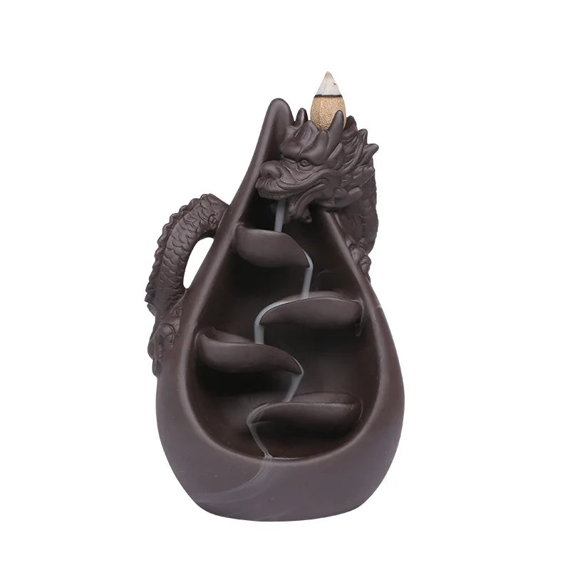 1pc, Relief Dragon Incense Burner, Waterfall Backflow Incense Holder