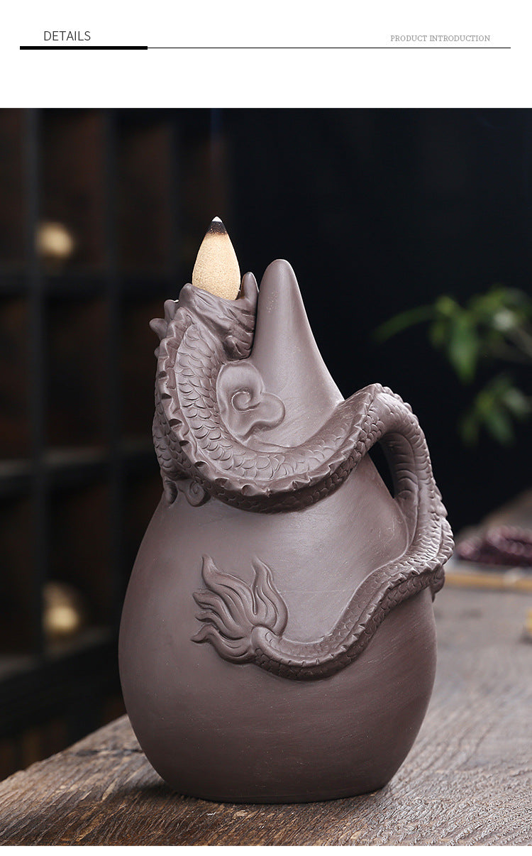 1pc, Relief Dragon Incense Burner, Waterfall Backflow Incense Holder