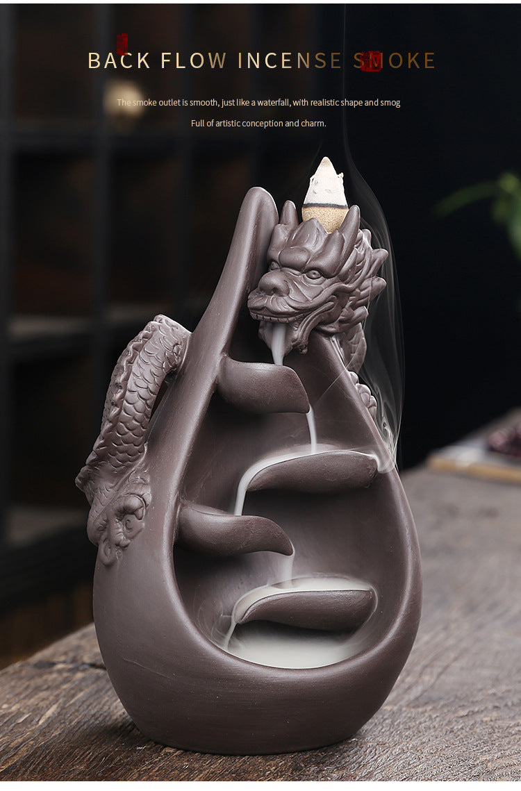 1pc, Relief Dragon Incense Burner, Waterfall Backflow Incense Holder