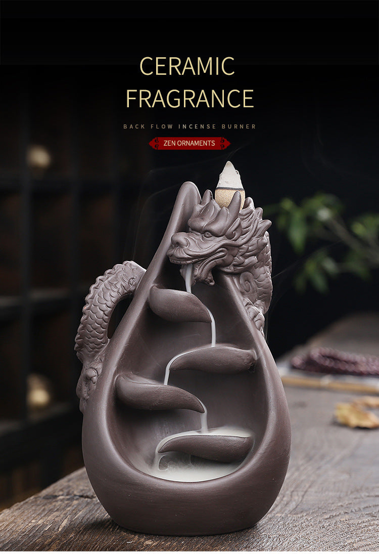 1pc, Relief Dragon Incense Burner, Waterfall Backflow Incense Holder