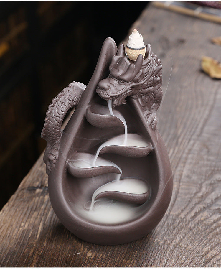 1pc, Relief Dragon Incense Burner, Waterfall Backflow Incense Holder