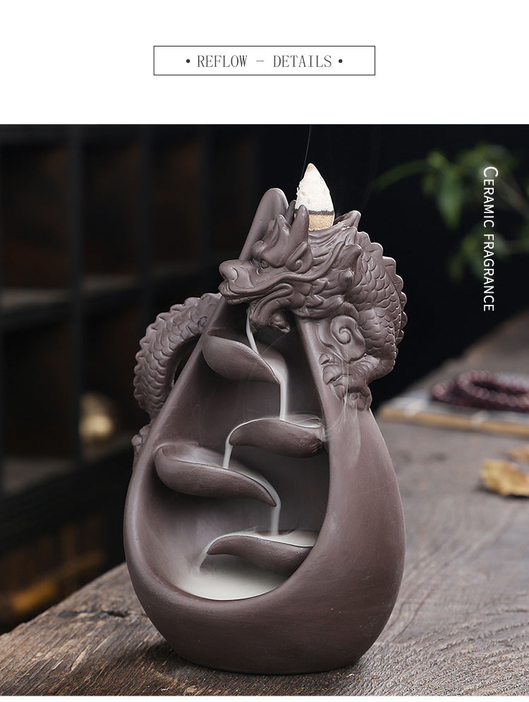 1pc, Relief Dragon Incense Burner, Waterfall Backflow Incense Holder