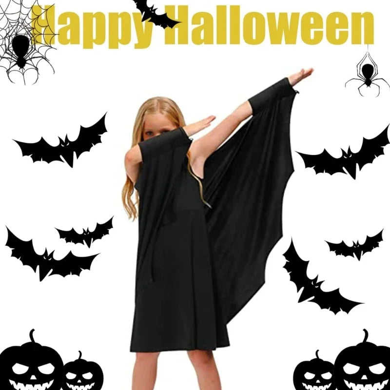 Kids Boys Girls Halloween Bat Costume Black Cape