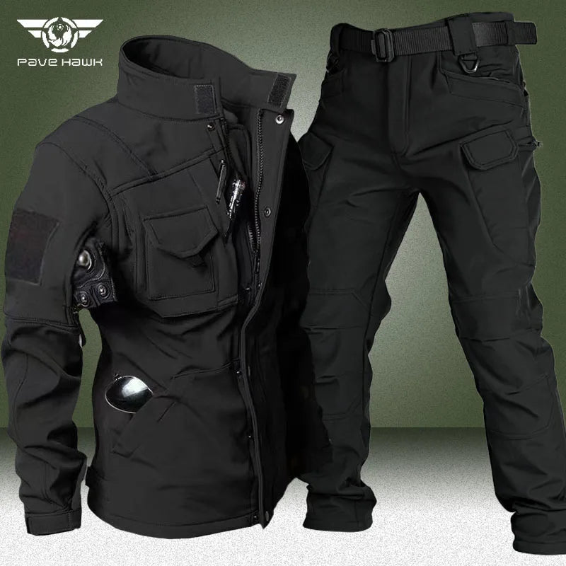 Military Shark Skin Soft Shell Sets Men Winter Multi-pocket Wear-resistant