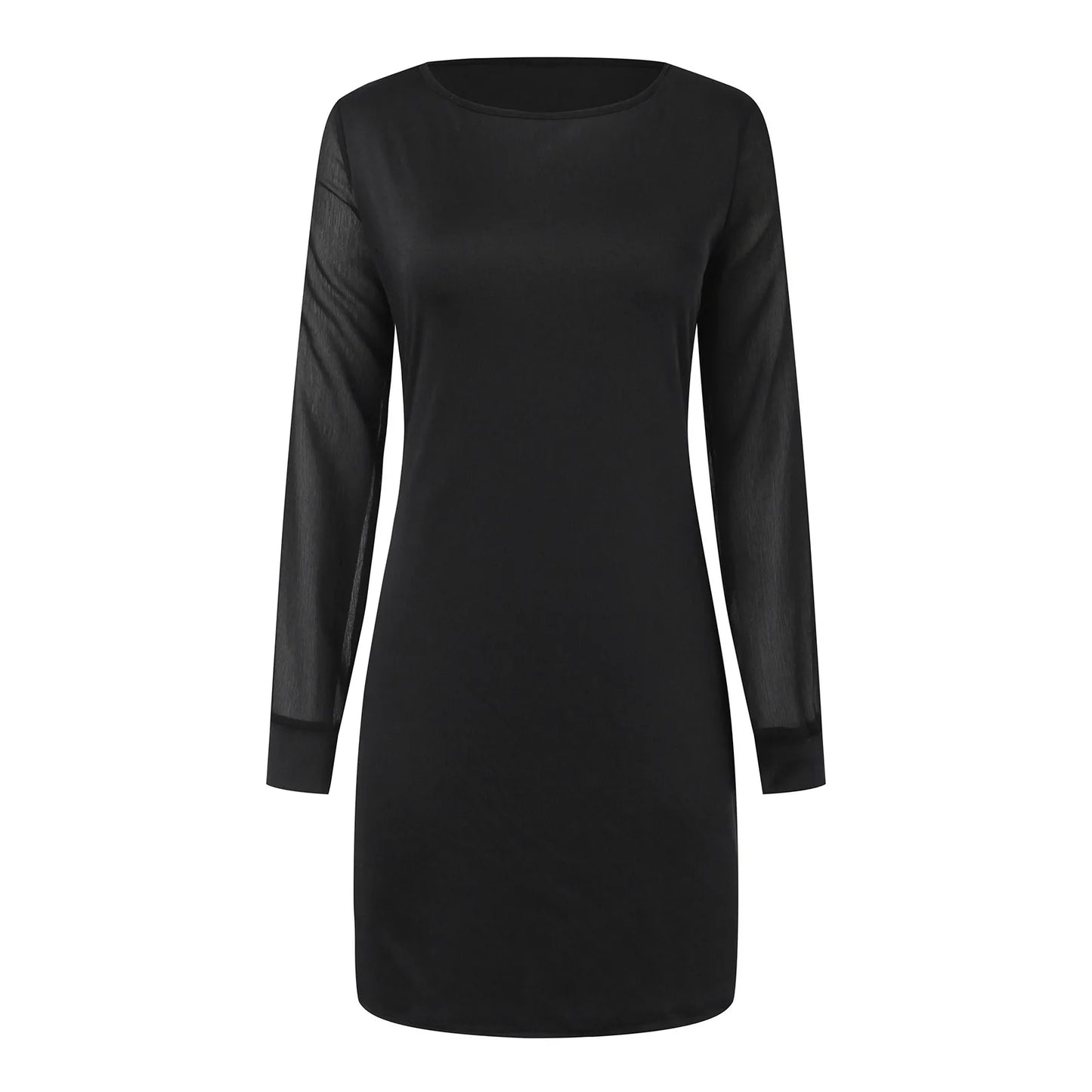 Long Sleeve Dress Solid Color Bodycon Straight Black Dresses