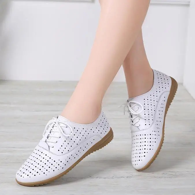 Genuine Leather 2024 Summer Loafers Women Casual Shoes