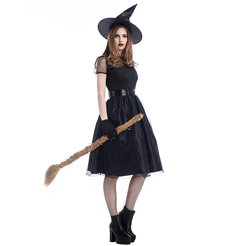 Halloween Cosplay Witch Black Dress Dark Angel