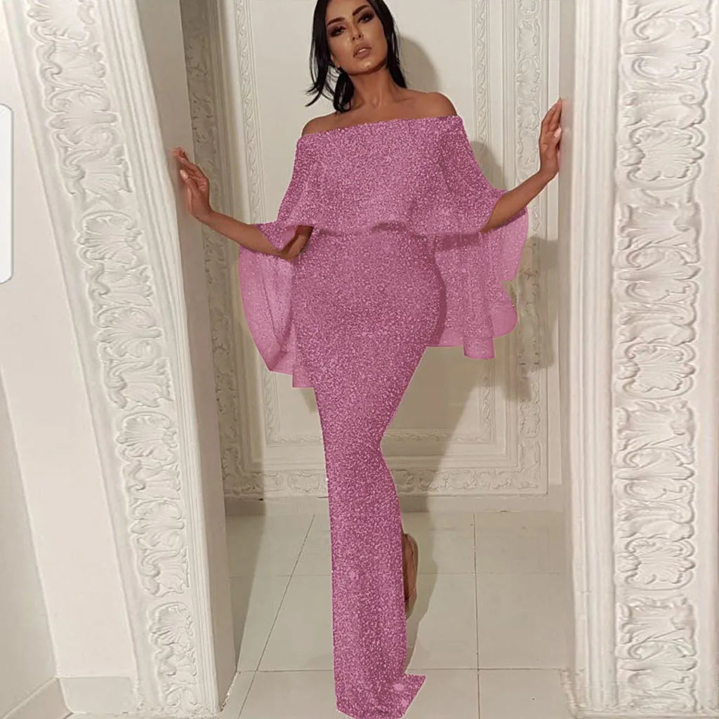 Elegant Party Dresses For Women Sexy Glitter Sequin Off Shoulder