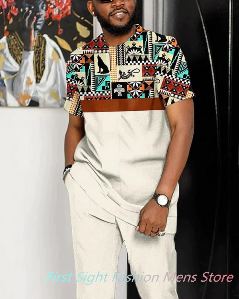 African Outfits Men Tracksuit Set Summer Fashion