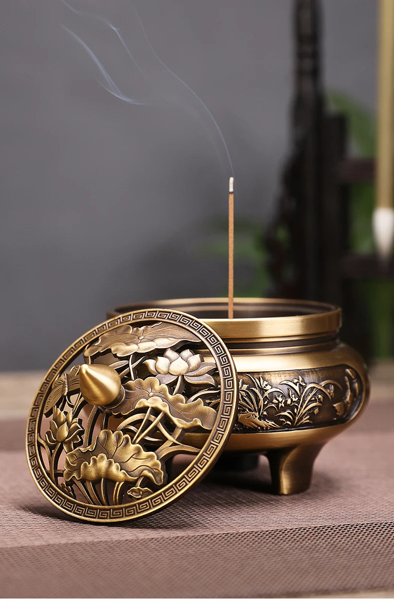 Brass copper incense burner indoor large tray