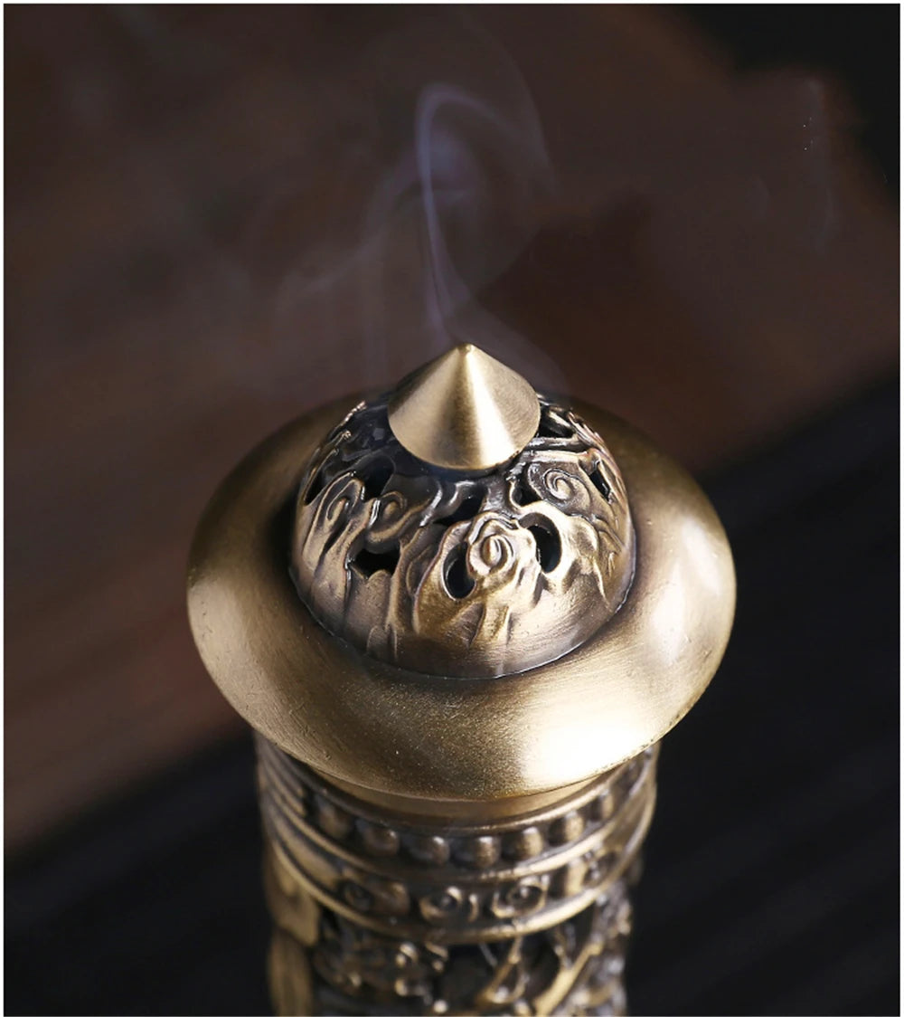 Archaize Vertical Incense Burner Buddha Heart Sutra Dragon