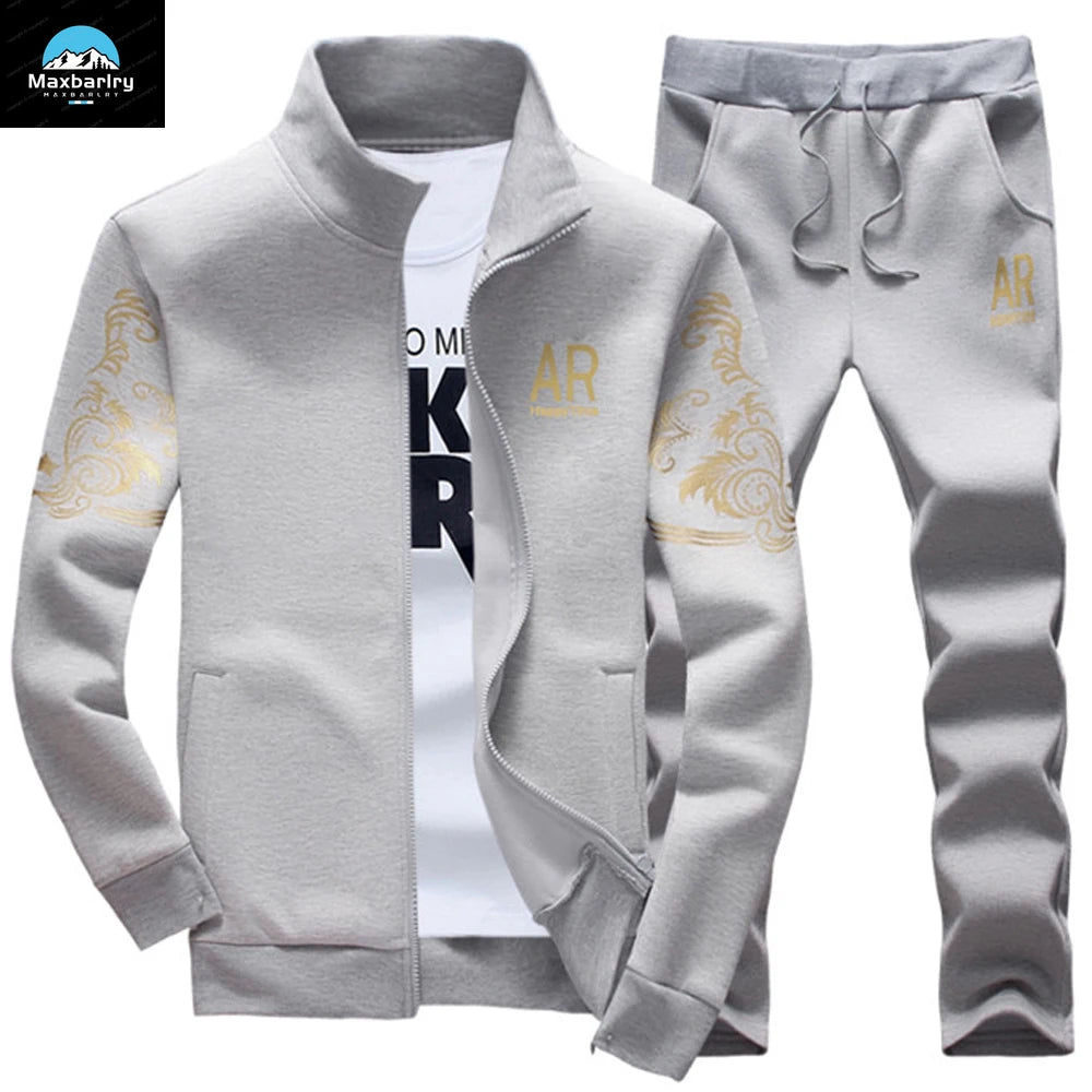 2024 New Men's Tracksuit Fleece Jacket and Sweatpants