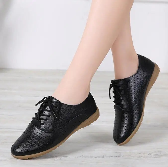 Genuine Leather 2024 Summer Loafers Women Casual Shoes