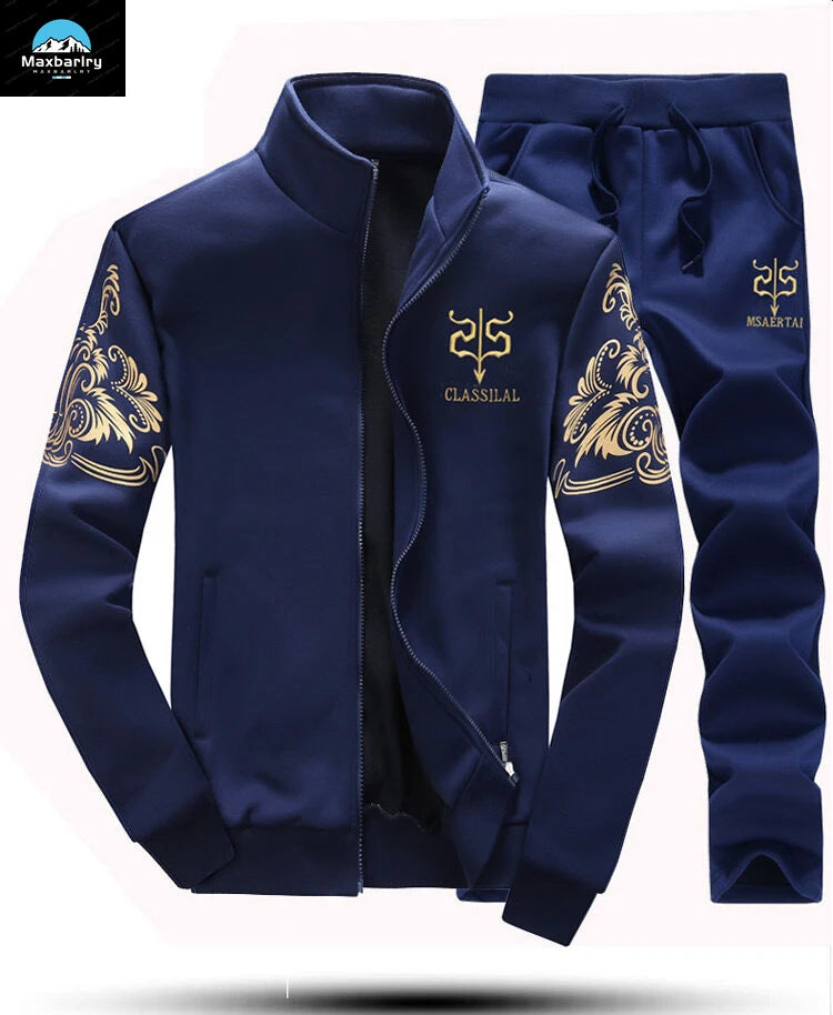 2024 New Men's Tracksuit Fleece Jacket and Sweatpants