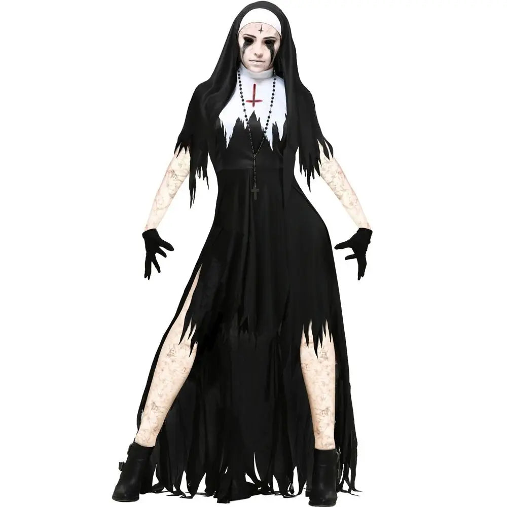 Halloween Terrorist Nun Costume The Demon Scary