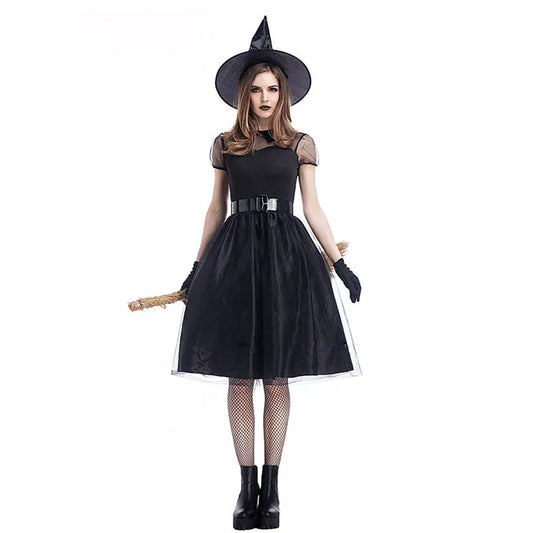 Halloween Cosplay Witch Black Dress Dark Angel