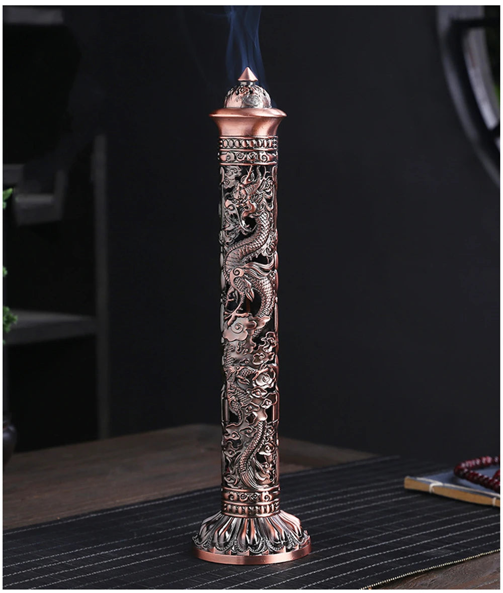 Archaize Vertical Incense Burner Buddha Heart Sutra Dragon