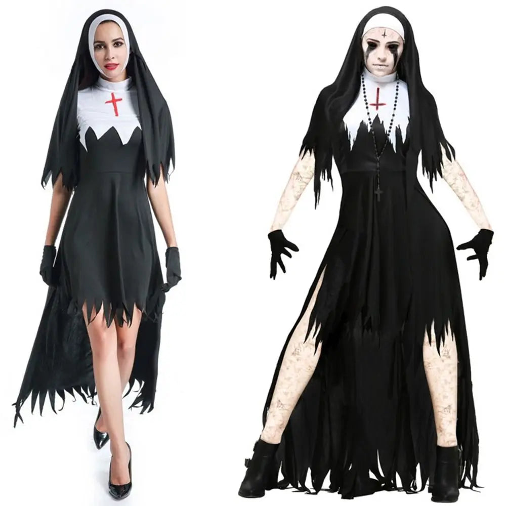 Halloween Terrorist Nun Costume The Demon Scary