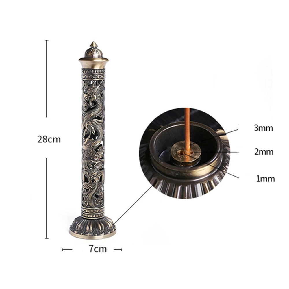 Archaize Vertical Incense Burner Buddha Heart Sutra Dragon