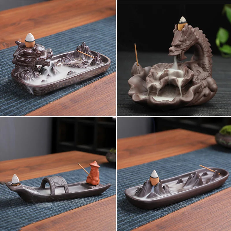 Backflow Incense Burner Ceramic Purple Sand Incense