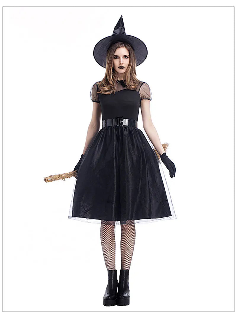 Halloween Cosplay Witch Black Dress Dark Angel