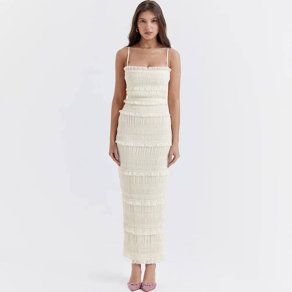 Suninheart  Summer Maxi Spaghettt Strap Wed Bride Dress