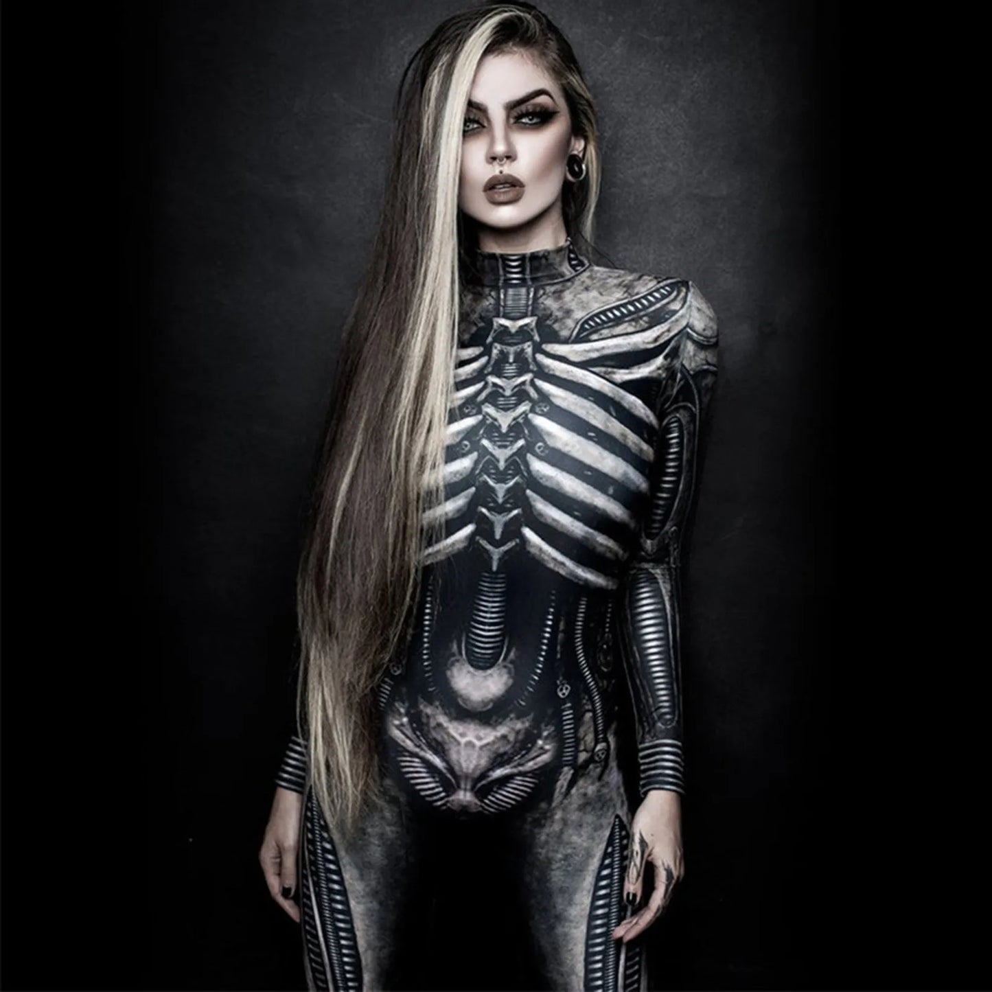 Horror Skeleton Bone Cosplay Bodysuit Halloween