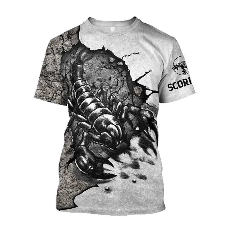 Animal Men's T Shirt Summer Short Sleeve Scorpion 3D Print Funny T-Shirts