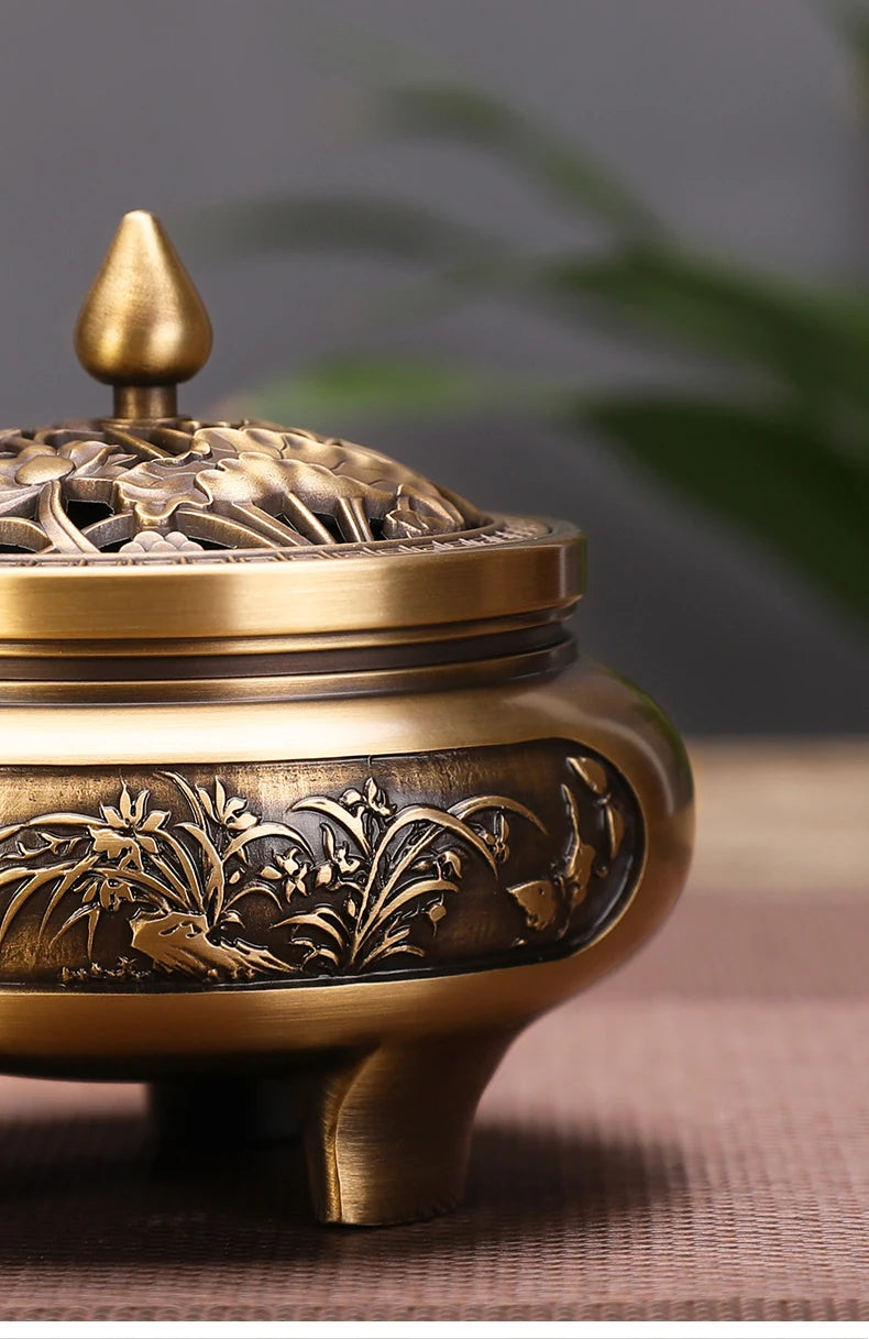 Brass copper incense burner indoor large tray