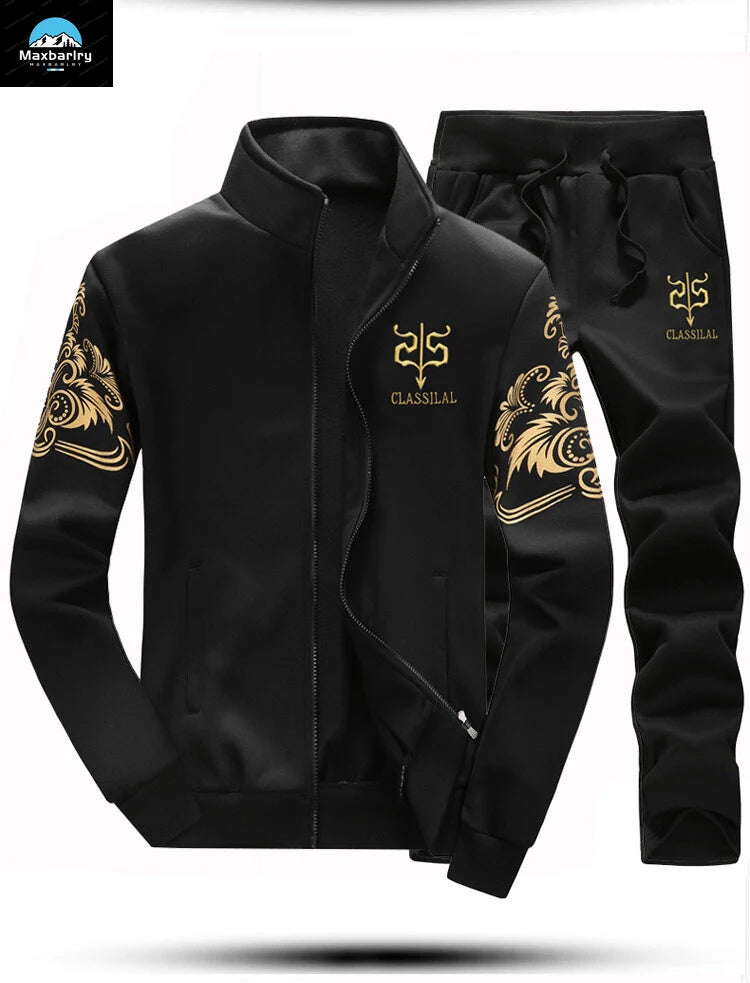 2024 New Men's Tracksuit Fleece Jacket and Sweatpants