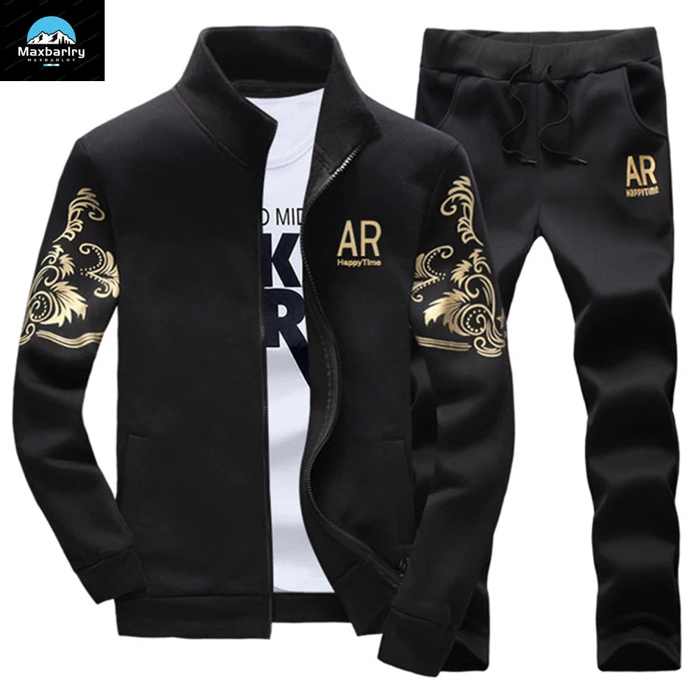 2024 New Men's Tracksuit Fleece Jacket and Sweatpants