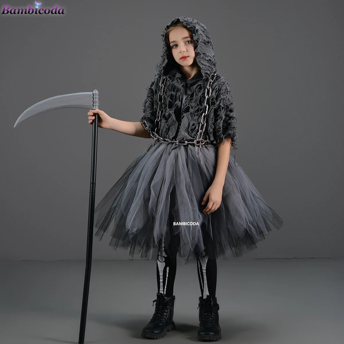 Halloween Grim Dresses Horror Death Cosplay Black Cloak Costume kids