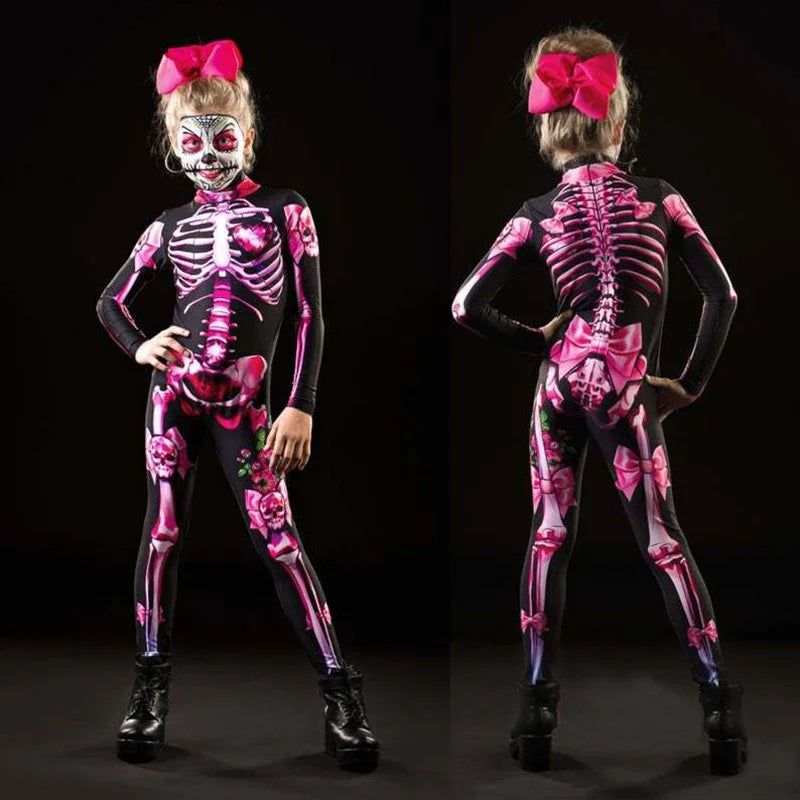 Rose Skeleton Adult Kids Scary Costume Halloween Dress