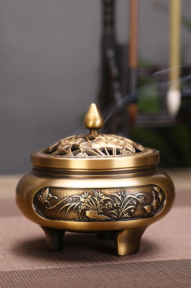 Brass copper incense burner indoor large tray