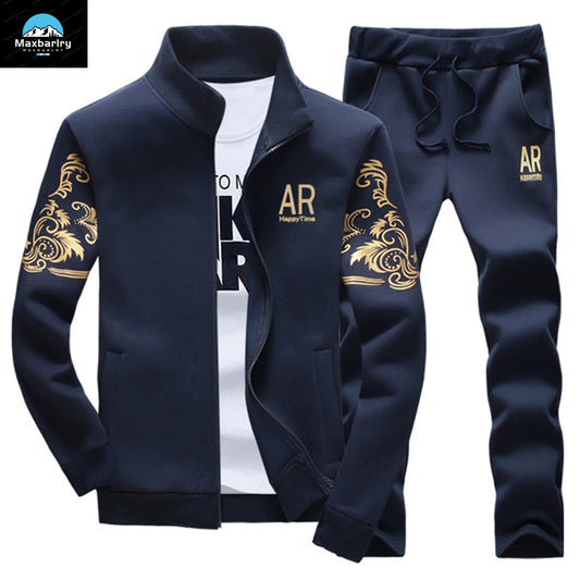 2024 New Men's Tracksuit Fleece Jacket and Sweatpants