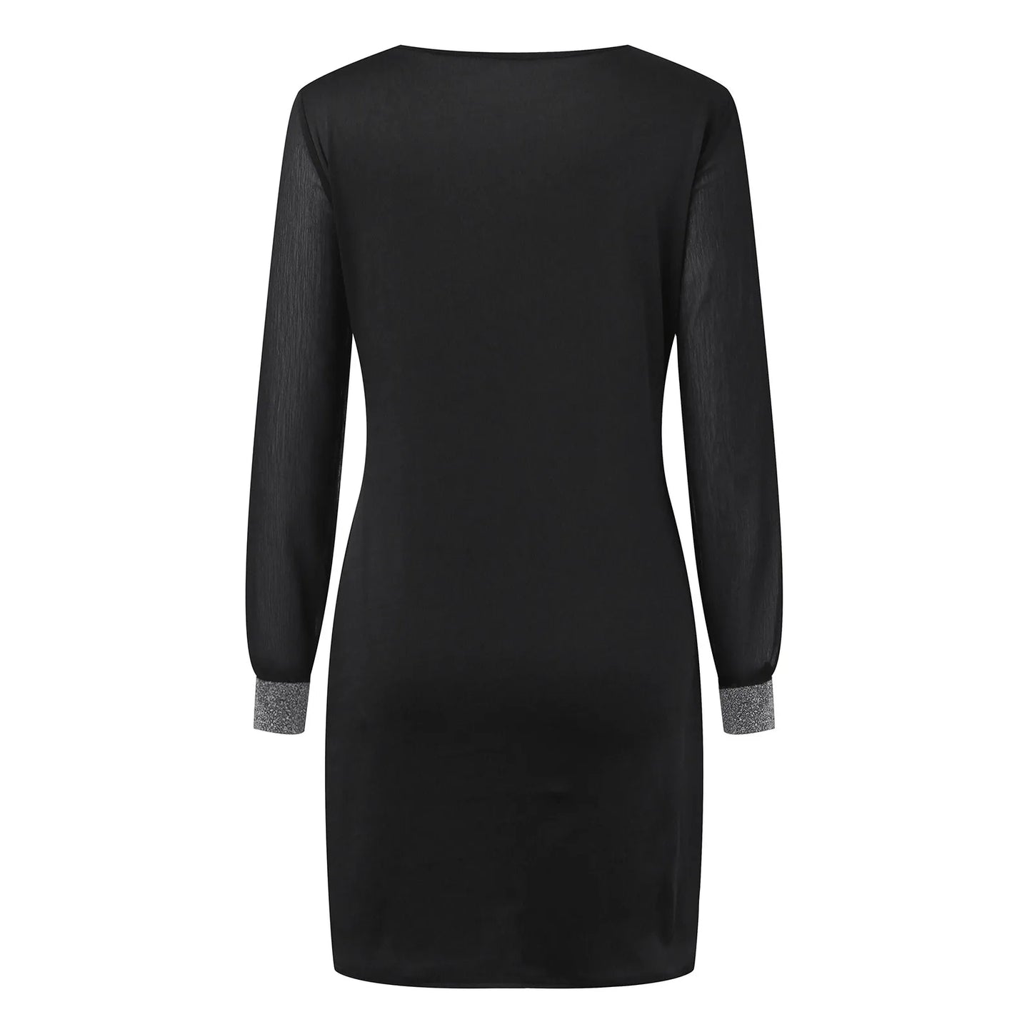 Long Sleeve Dress Solid Color Bodycon Straight Black Dresses