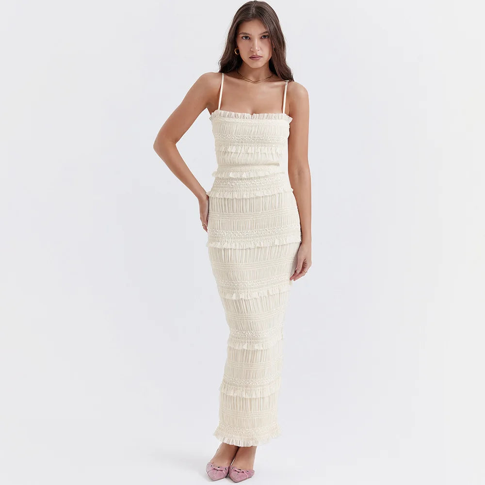 Suninheart  Summer Maxi Spaghettt Strap Wed Bride Dress