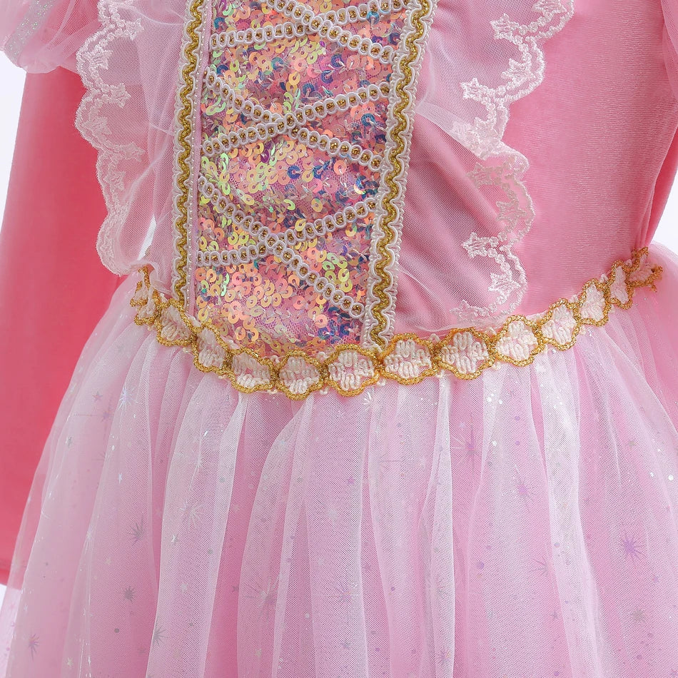 Disney Rapunzel Dress Girl Luxury Gradient Frocks Halloween Princess