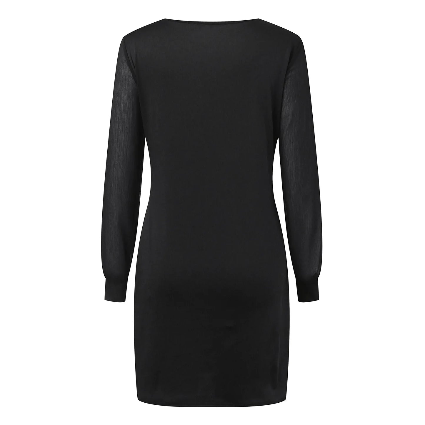 Long Sleeve Dress Solid Color Bodycon Straight Black Dresses