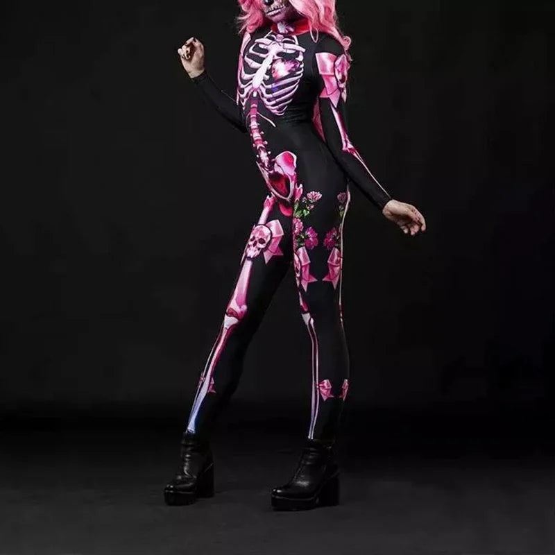 Rose Skeleton Adult Kids Scary Costume Halloween Dress