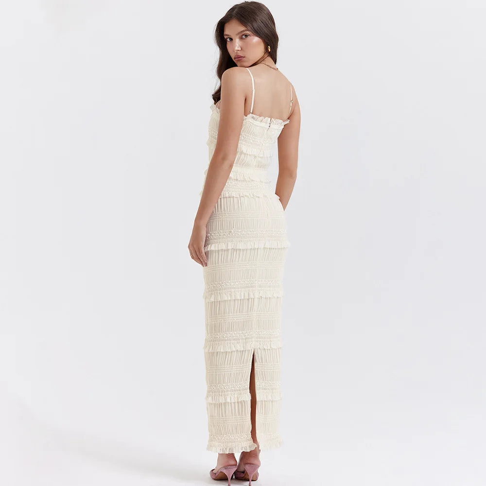 Suninheart  Summer Maxi Spaghettt Strap Wed Bride Dress