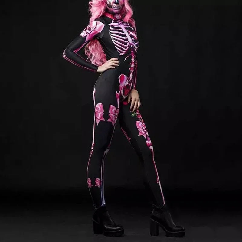 Rose Skeleton Adult Kids Scary Costume Halloween Dress