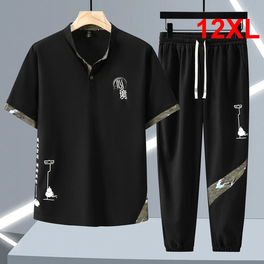 Summer Tracksuits Plus Size 12XL Men's Sets Fashion Casual Chinese Traditional