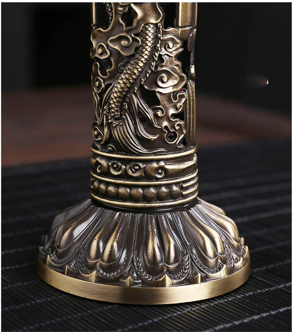 Archaize Vertical Incense Burner Buddha Heart Sutra Dragon